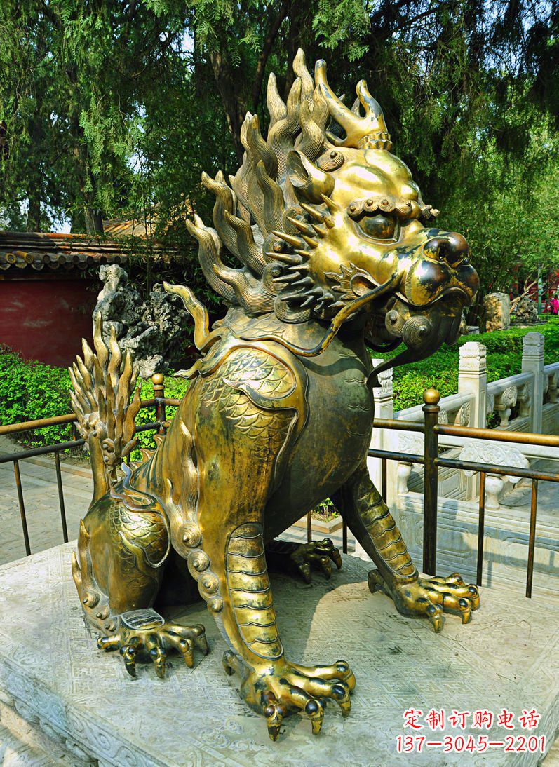 周口铸铜麒麟神兽铜雕