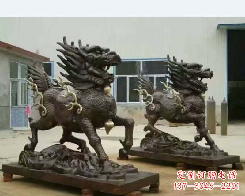 周口铸铜踏浪麒麟雕塑
