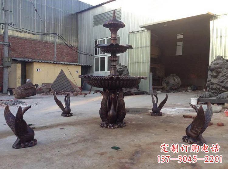 周口铸铜天鹅喷泉雕塑