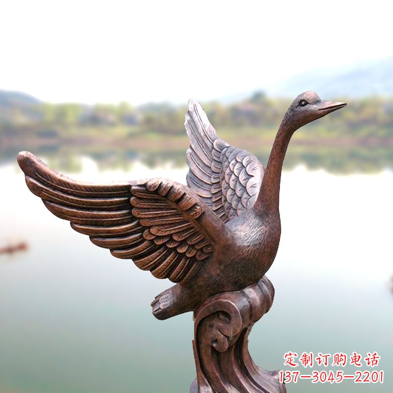 周口铸铜天鹅景观摆件