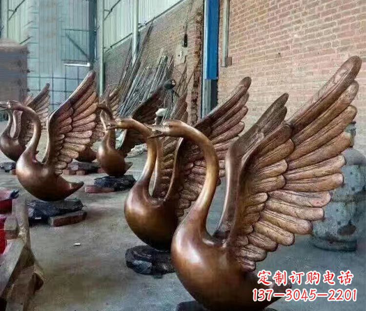 周口铸铜天鹅喷水动物喷泉雕塑