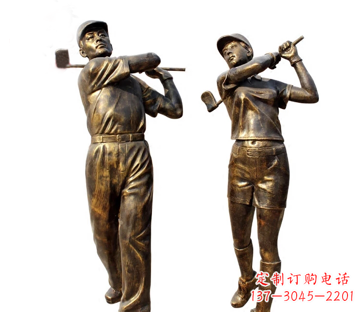 周口公园打高尔夫人物铜雕