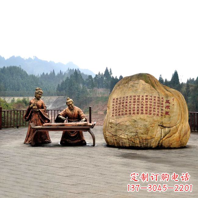 周口卓文君与司马相如凤求凰公园景观雕塑-历史典故人物情景雕塑