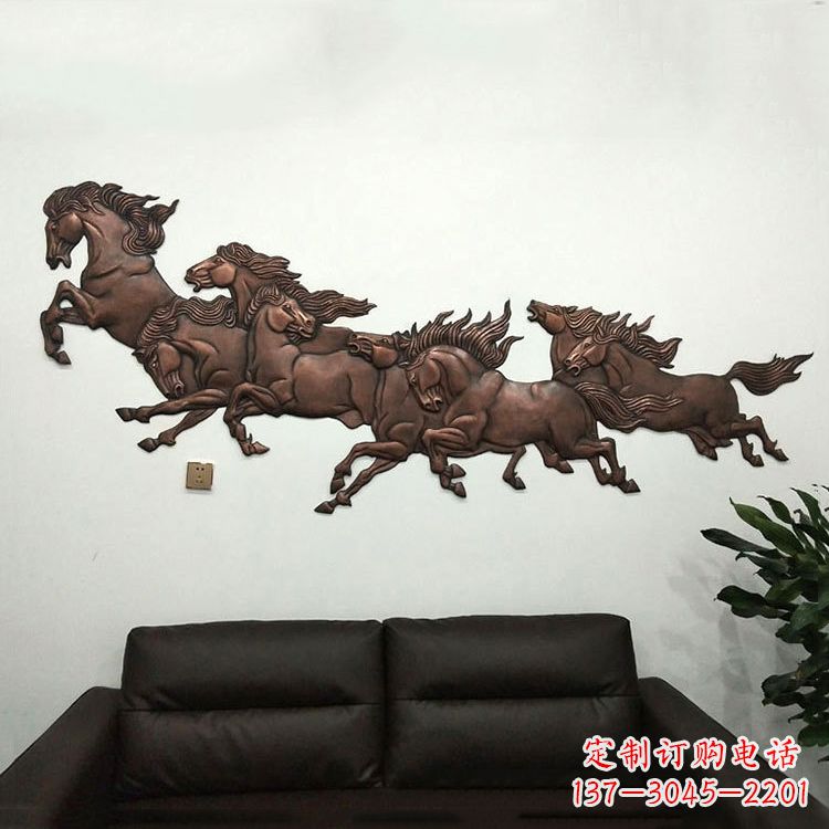 周口紫铜马儿浮雕装饰画