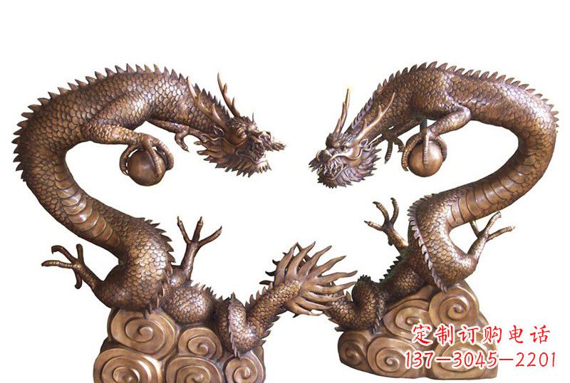 周口紫铜铸双龙戏珠
