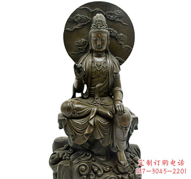 周口自在观音菩萨仿古铜雕佛像