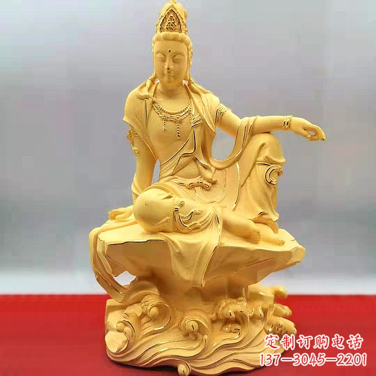周口自在观音纯铜镀金雕塑