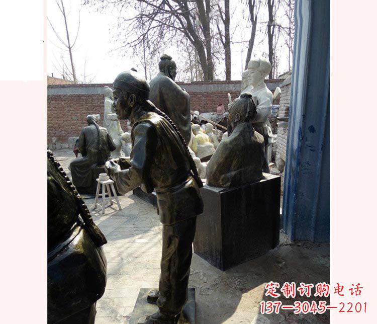 周口作揖的店小二铜雕
