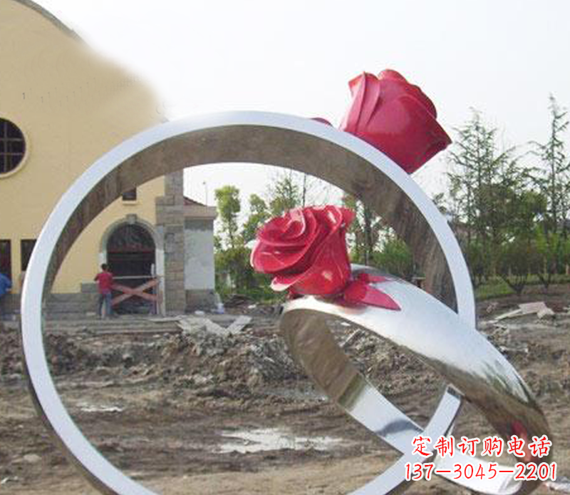 周口广场景观不锈钢戒指雕塑