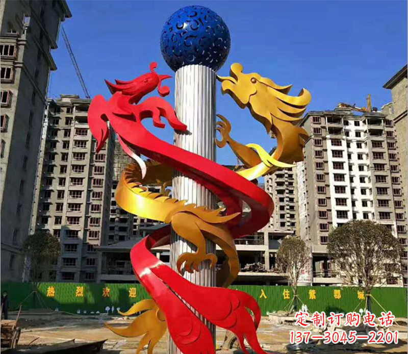 周口小区龙柱景观不锈钢